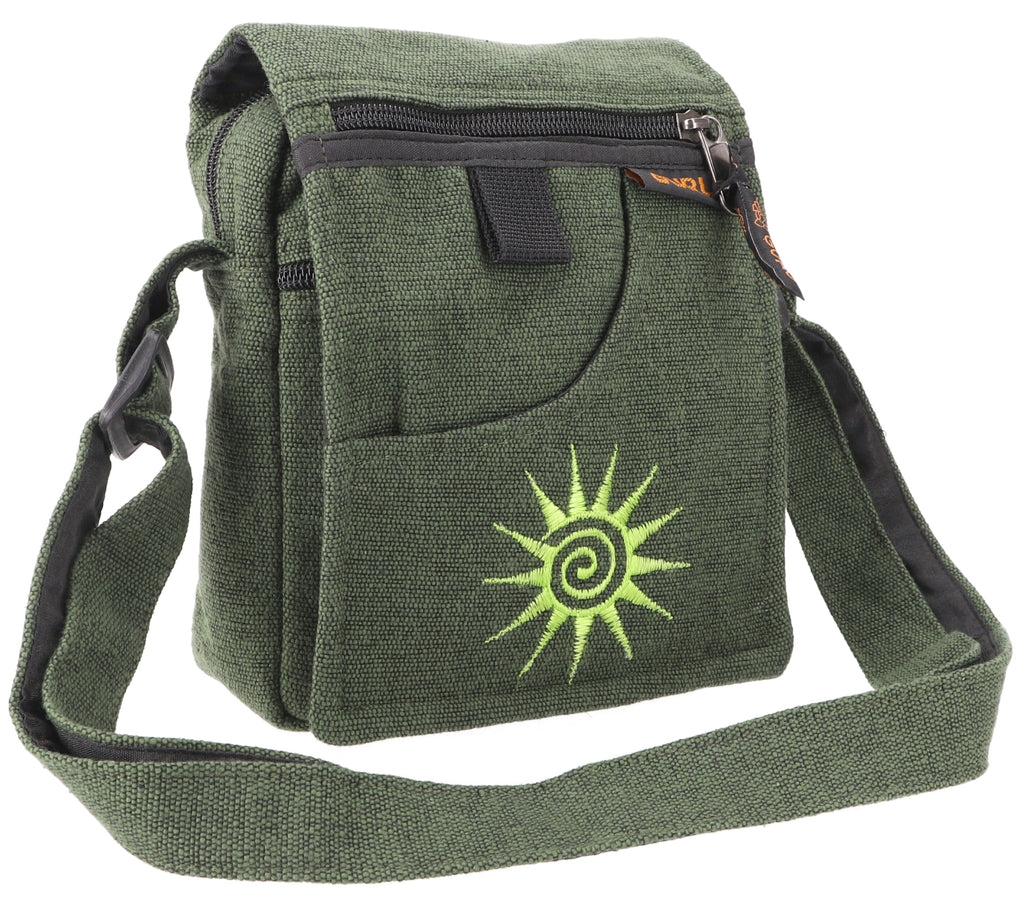 Kleine Schultertasche Sonne Grün
