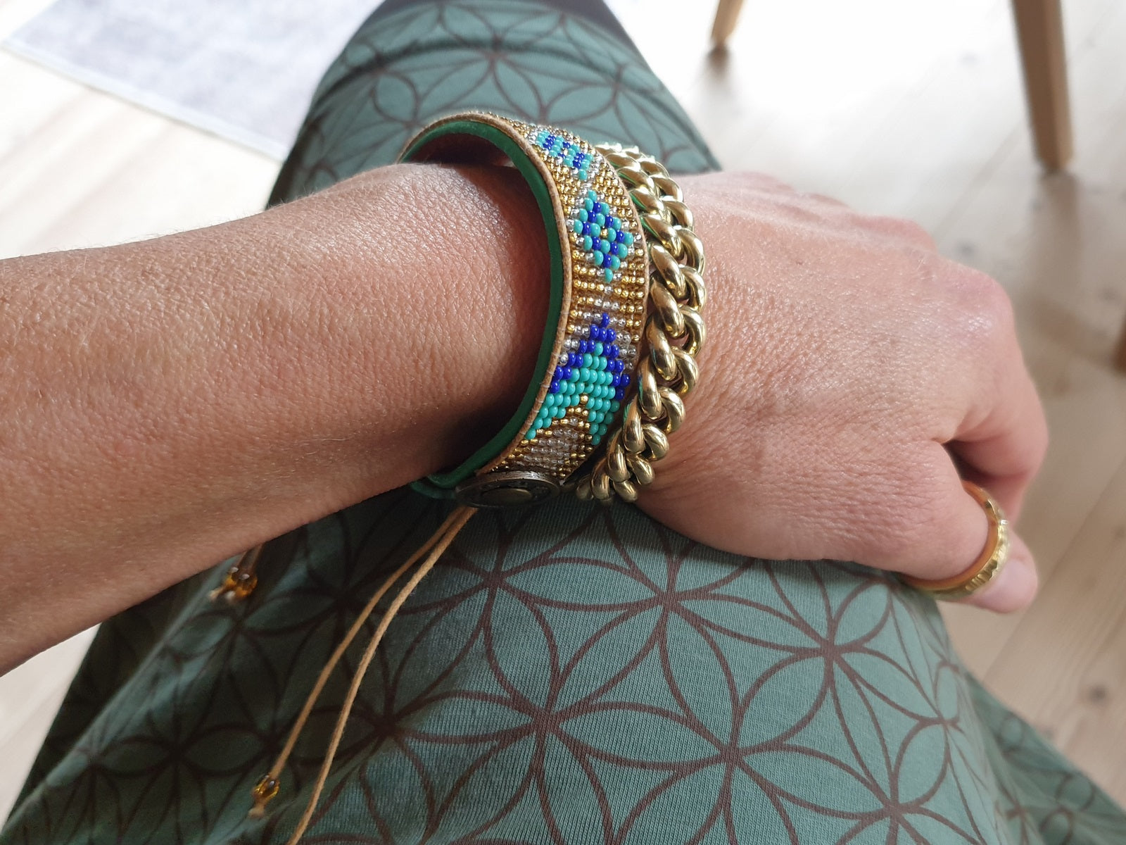 Perlen Leder Armband