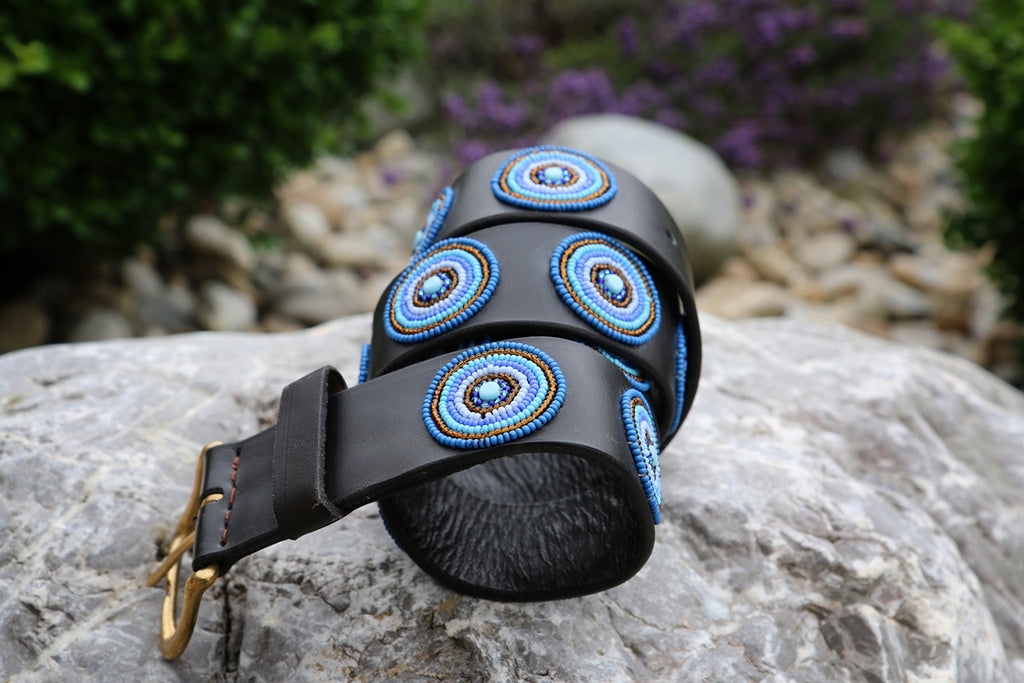 TKC Gürtel Blue & Brown Circles