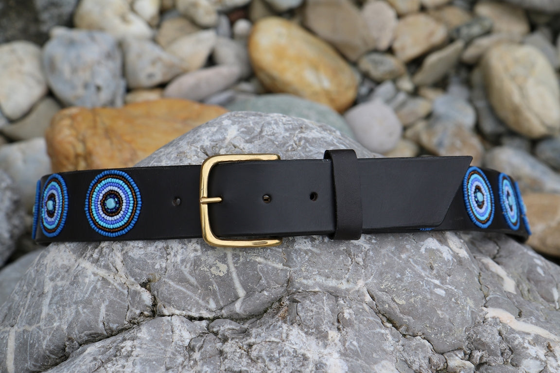 TKC Gürtel Blue & Brown Circles