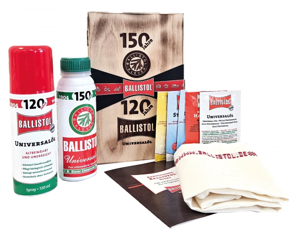 Ballistol Jubiläumsbox Holz 150 m + 120 ml