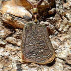 Lederkette mit Runenstein Bronze