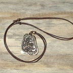 Lederkette mit Runenstein Bronze
