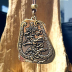 Lederkette mit Runenstein Bronze