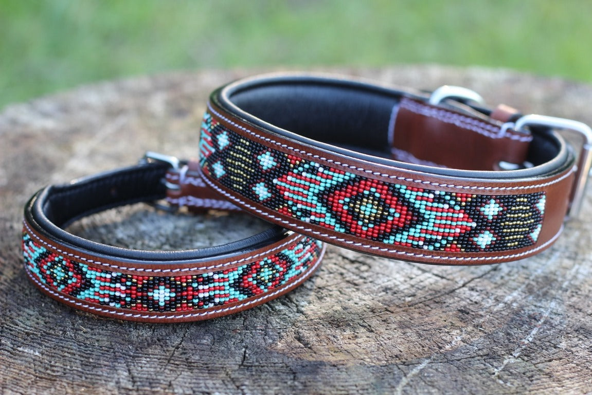 Lederhalsband Aztec Brown