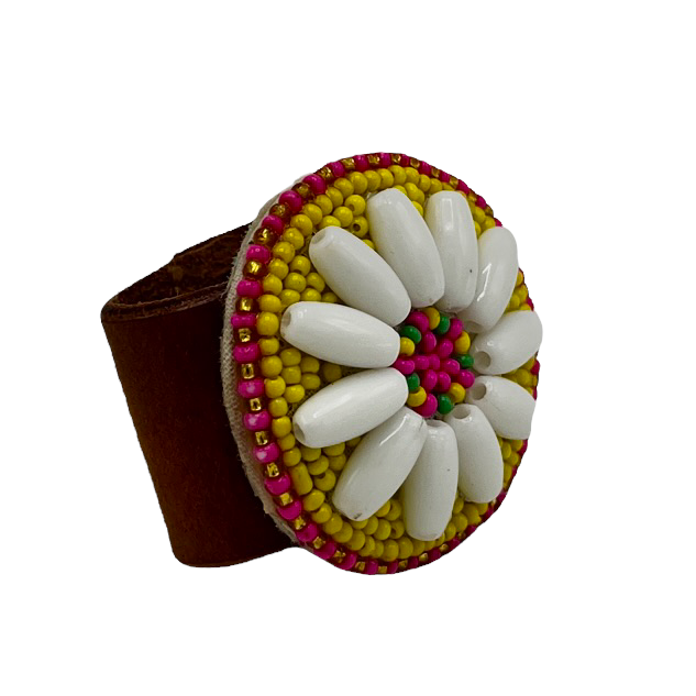 Perlen-Leder-Zier-Button
