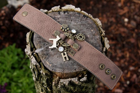 Lederarmband Charms breit