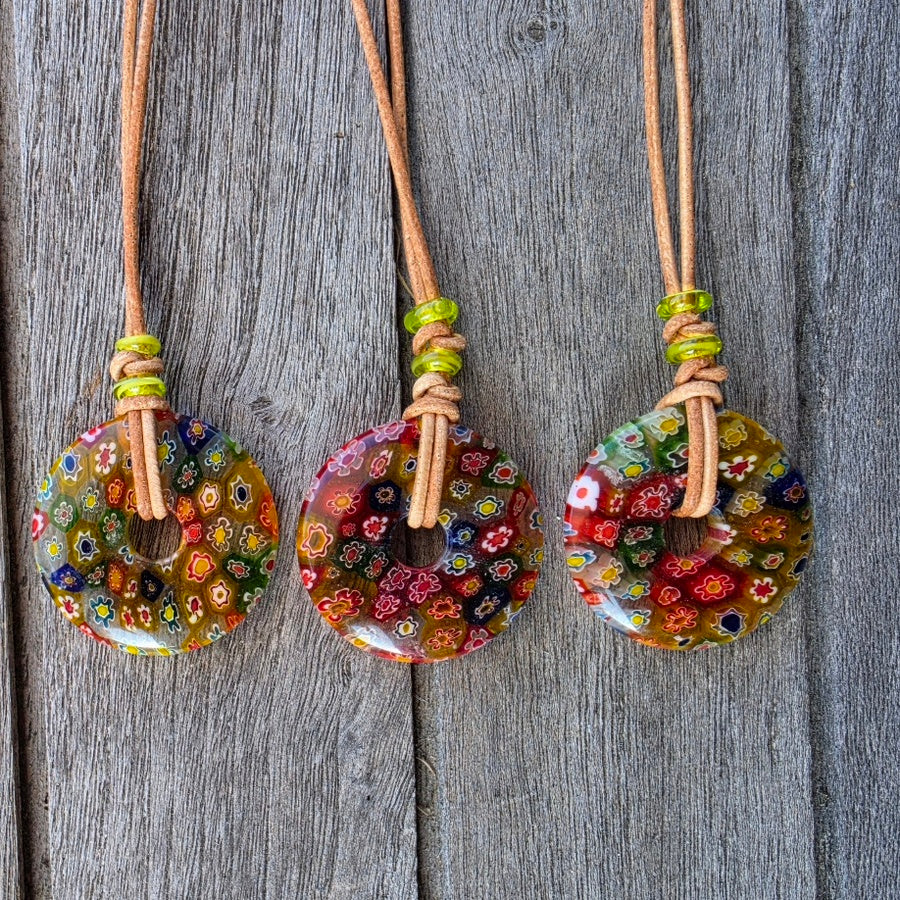 Millefiori Lederkette