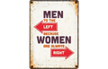 Blechschild "Men left - Women right"