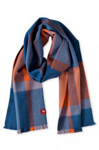 Alpaka Schal Baby Cuadro Blau-Orange