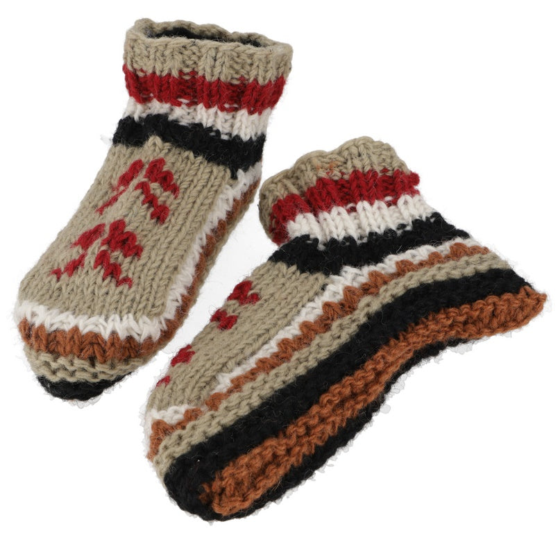 Wollhausschuhe Beige-Bunt