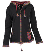 Kapuzenjacke Baumwolle bestickt Schwarz XL