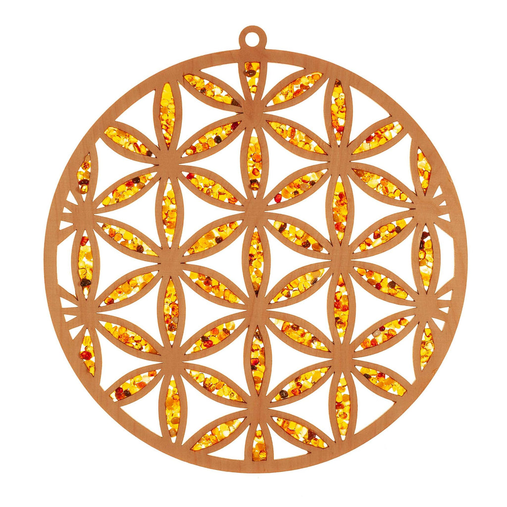 Suncatcher Bernstein 11 cm Blume des Lebens
