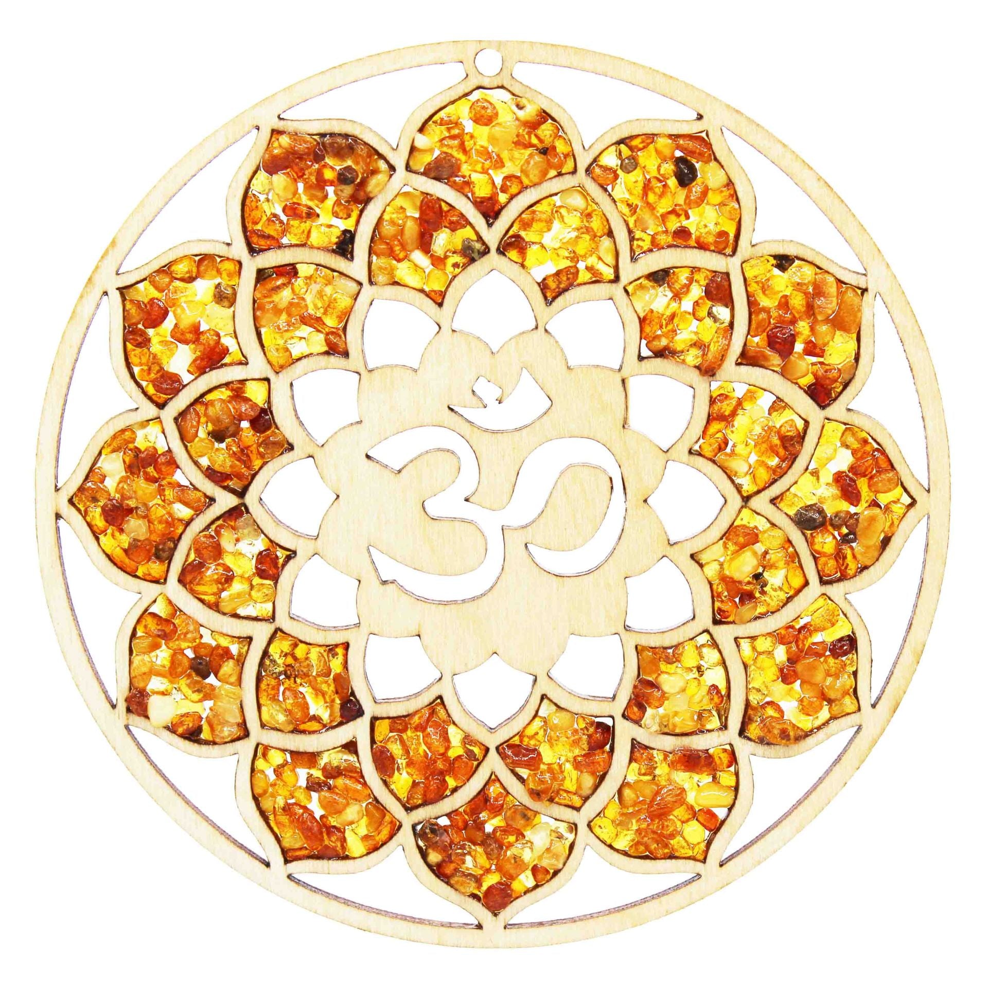 Suncatcher Bernstein 11 cm Om Mandala