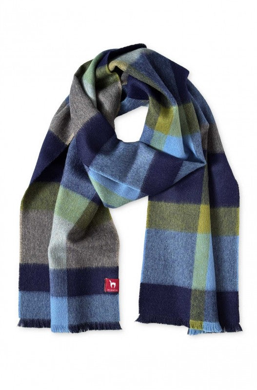 Alpaka Schal Baby Cuadro Blau-Grau