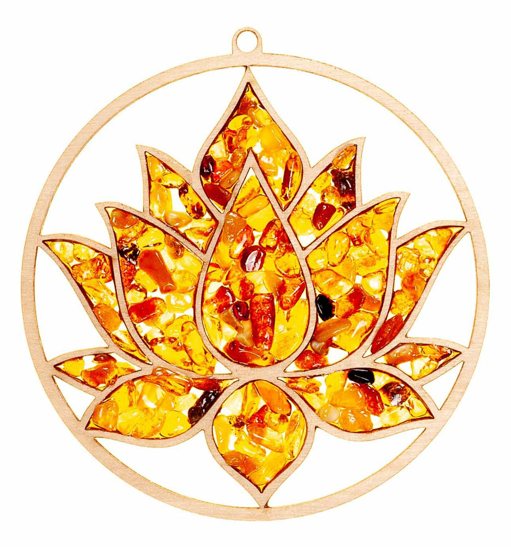 Suncatcher Bernstein 30 cm Lotusblüte