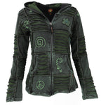 Patchwork Jacke mit Kapuze Dunkelgrün S