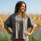 Boho Bluse Oversize Petrol/Senf