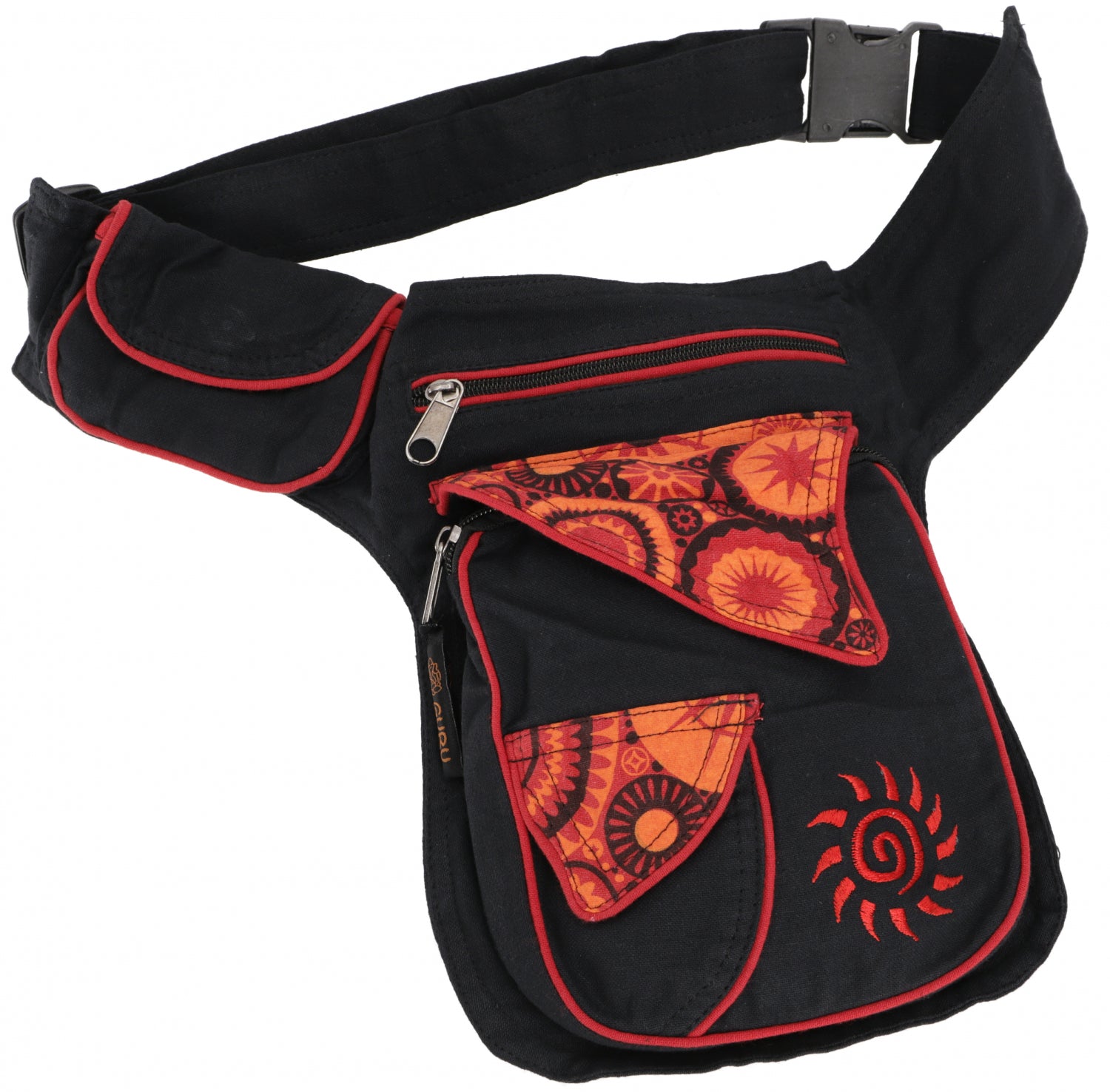 Goa Patchwork Sidebag SONNE Schwarz