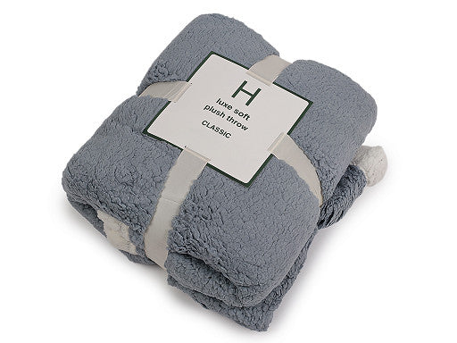 Kuscheldecke Lammfelloptik Blaugrau