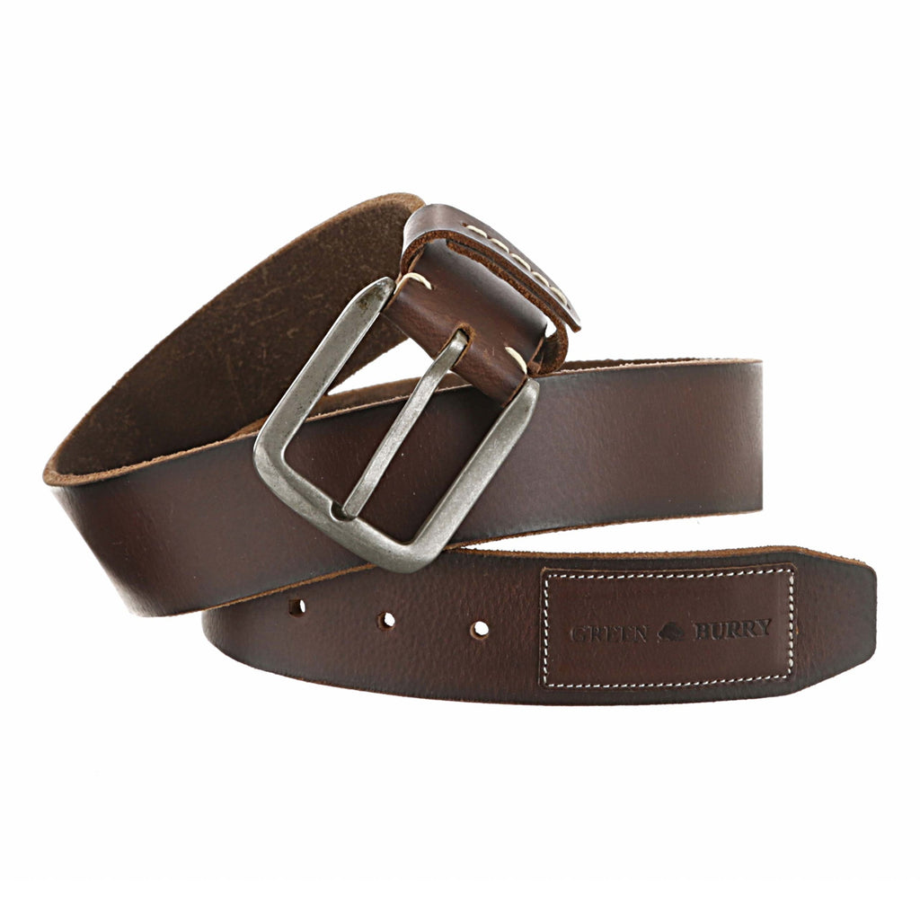 Unisex Gürtel Rindleder 4 cm Dunkelbraun 105 cm