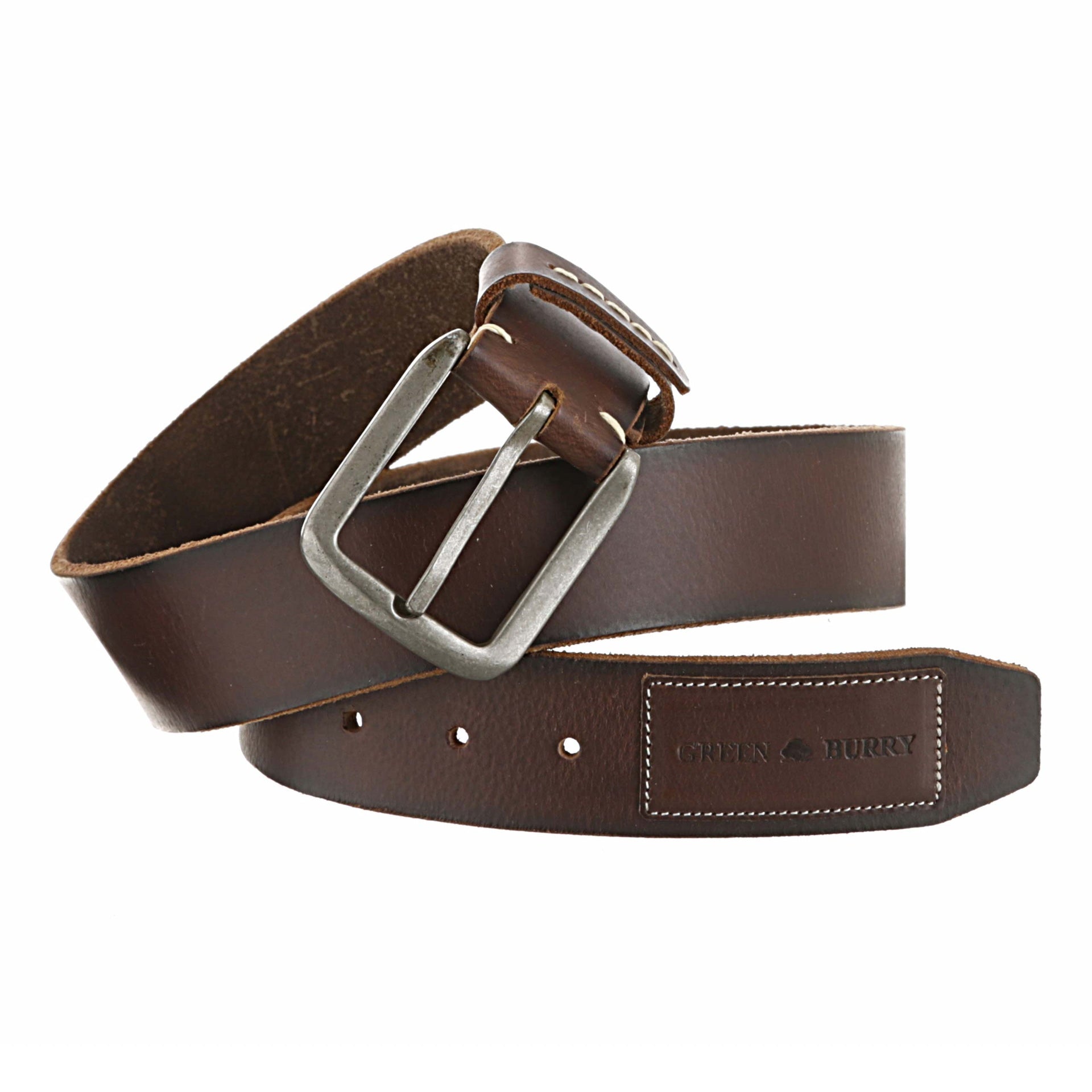 Unisex Gürtel Rindleder 4 cm Dunkelbraun 105 cm