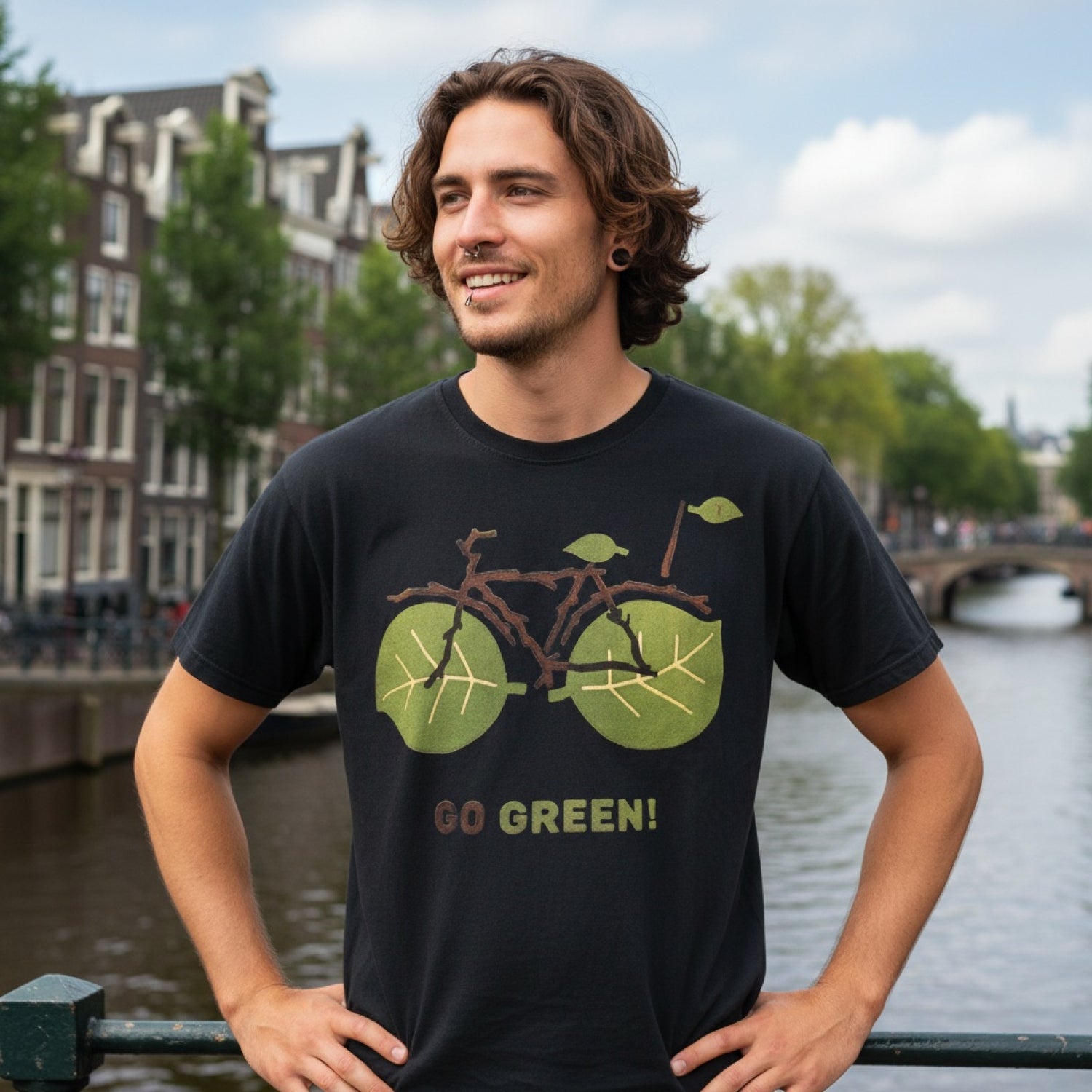 T-Shirt Tree Save Earth Schwarz L