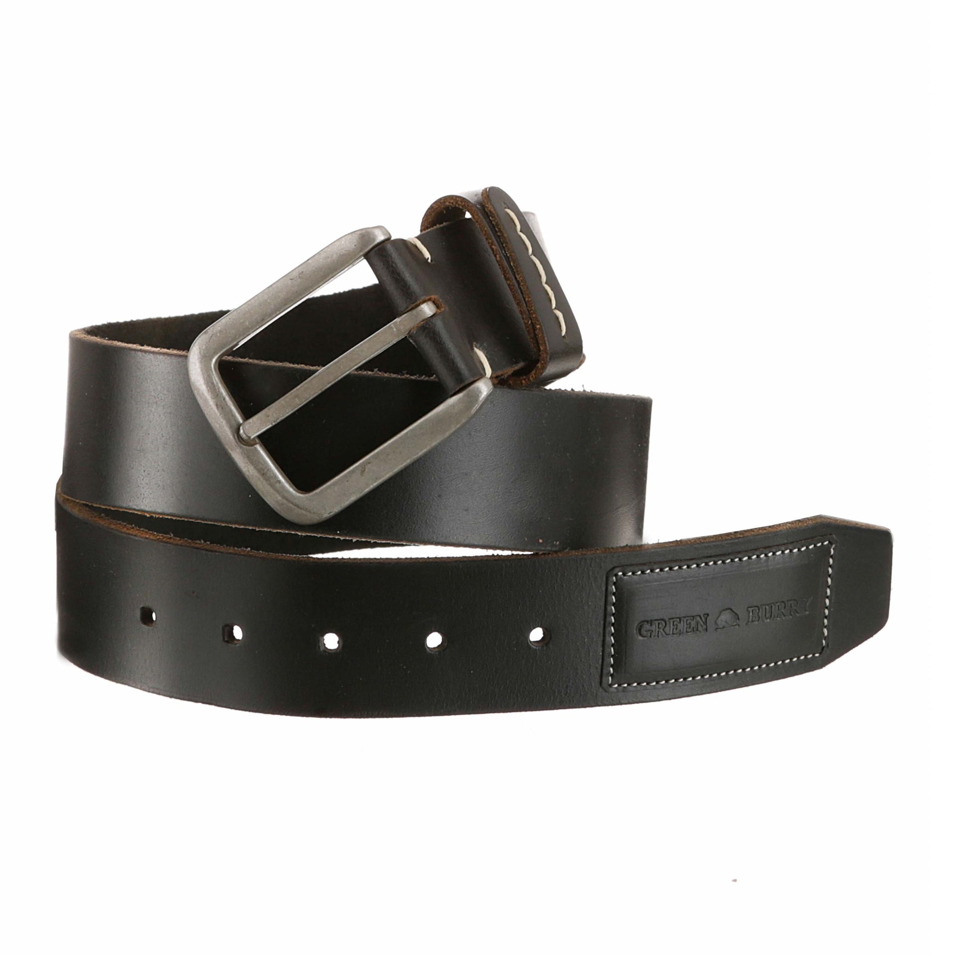 Unisex Gürtel Rindleder 4 cm Schwarz 105 cm