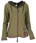 Kapuzenjacke Baumwolle bestickt Olive S
