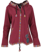 Kapuzenjacke Baumwolle bestickt Rot S