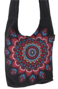 Große Schultertasche MANDALA Schwarz Rot