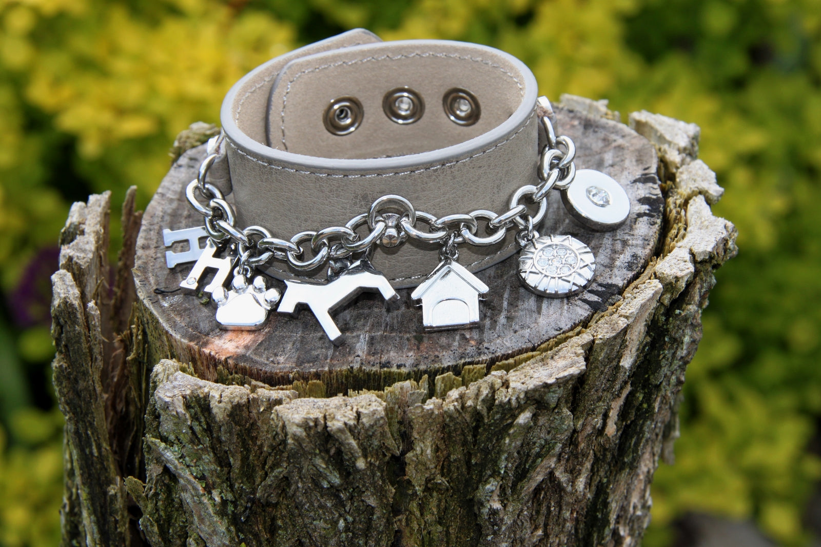 Lederarmband Charms Schwarz