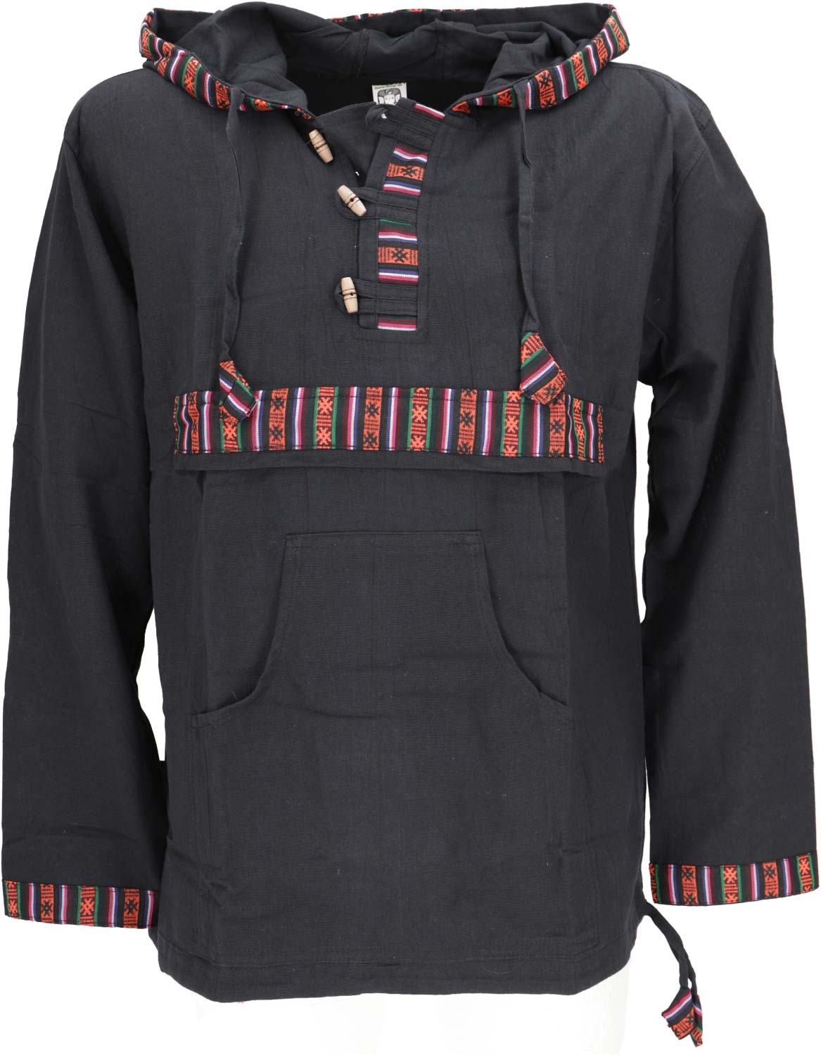 Ethno Freizeit Hoodie 100 % BW Schwarz L