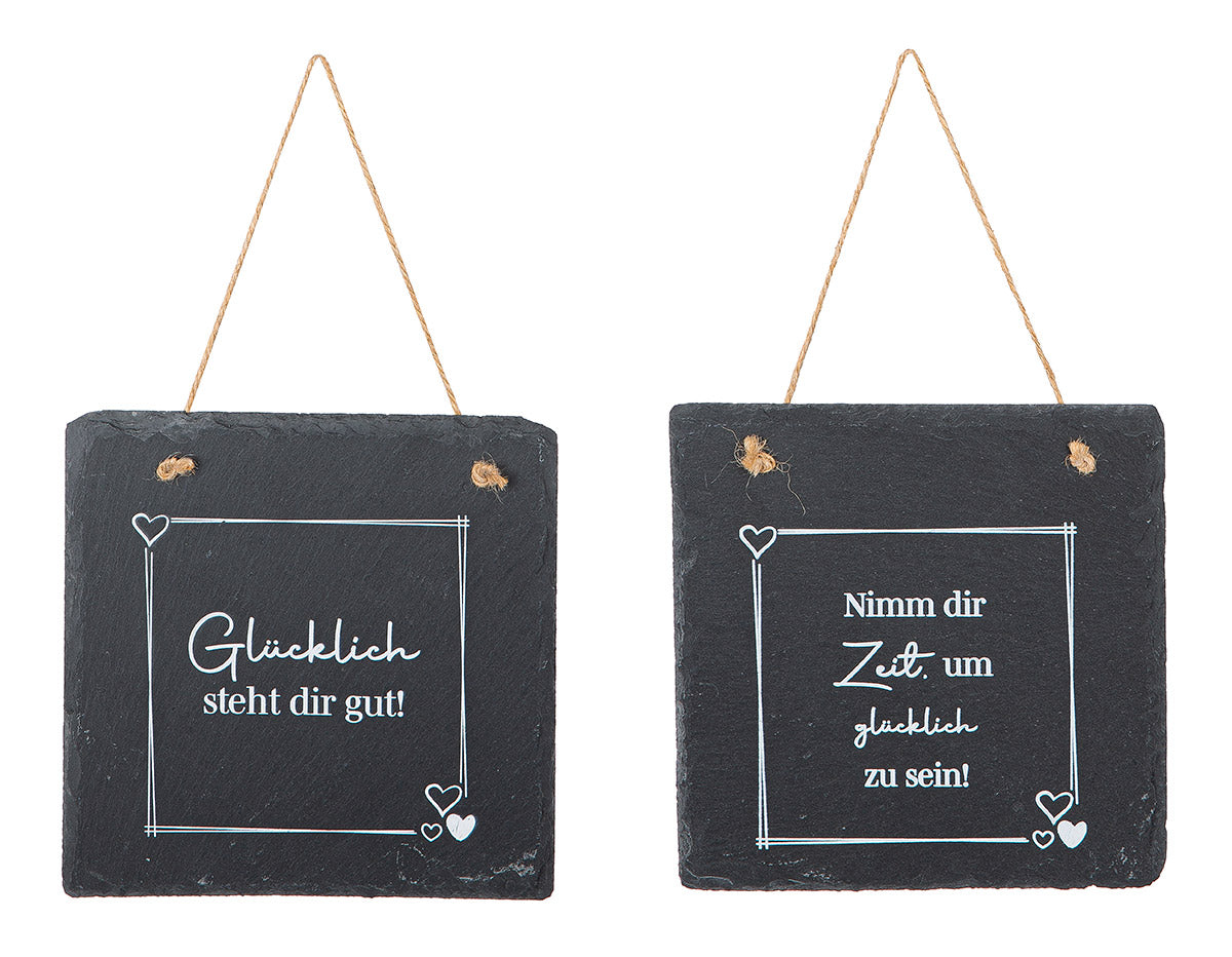 Glücks-Schiefertafeln Glücklich steht dir gut