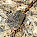 Lederkette mit Runenstein Bronze