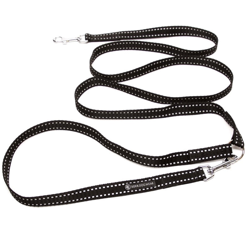 Verstellbare Leine Schwarz/Reflex 225 cm x 2 cm 60M