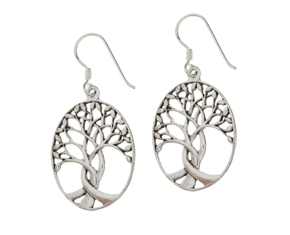 Ohrringe Baum des Lebens 925er oval
