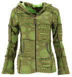 Patchwork Jacke mit Kapuze Olive/Lemon XL