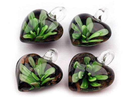 Herzblüte Anhänger Glas Irish Green