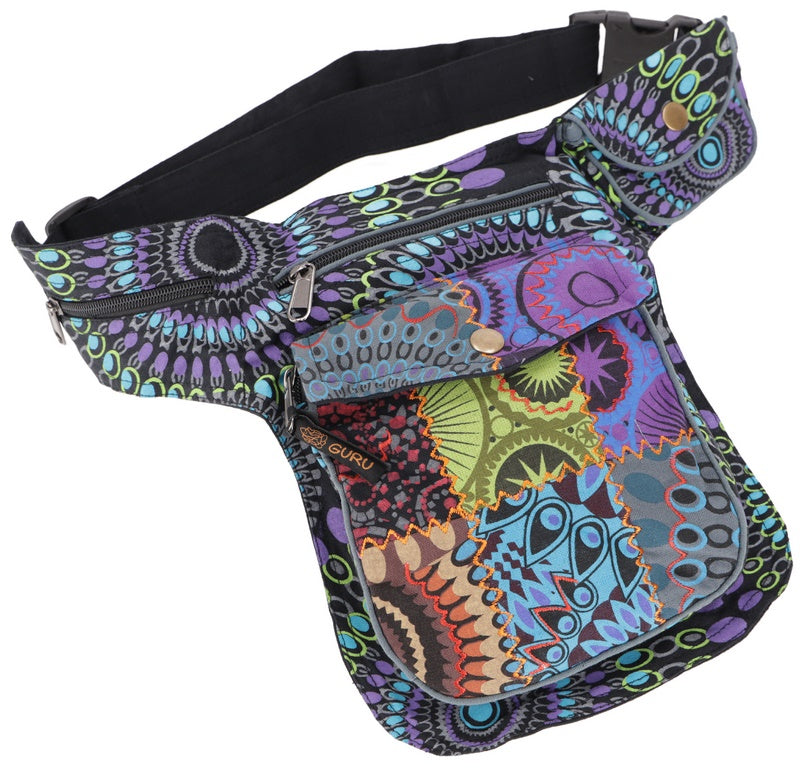 Goa Patchwork Sidebag BUNT Schwarz