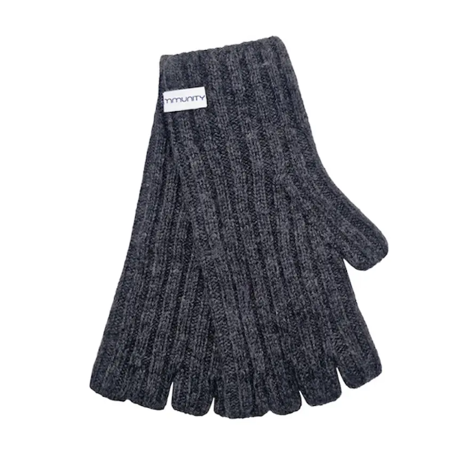 Kaschmir Handschuhe Fingerfrei Anthrazit meliert