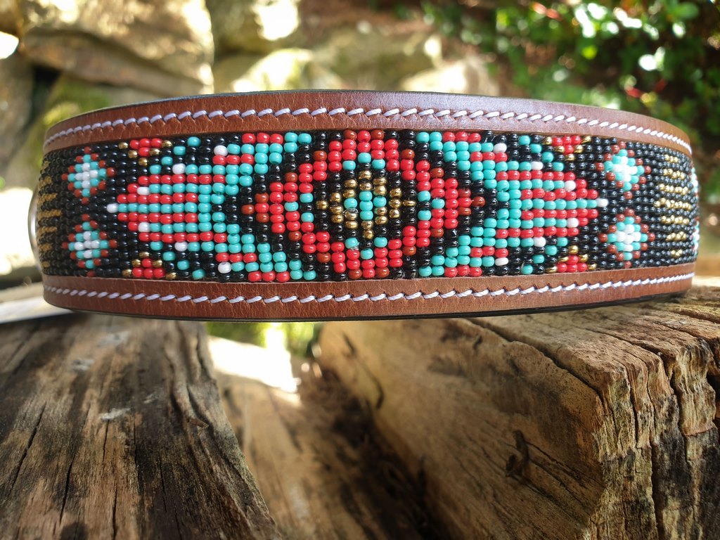Lederhalsband Aztec Brown 40
