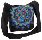 Große Schultertasche MANDALA Schwarz Blau
