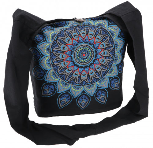 Große Schultertasche MANDALA Schwarz Blau