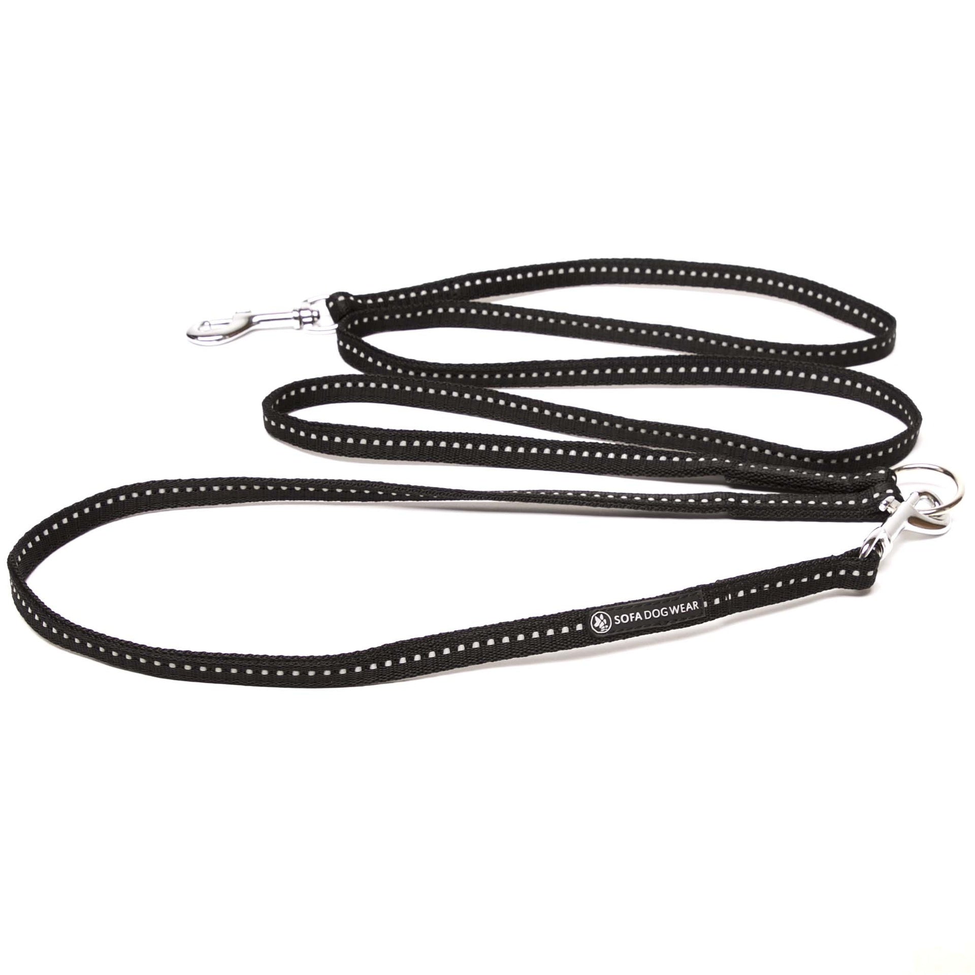 Verstellbare Leine Schwarz/Reflex 225 cm x 1,25 cm 60M