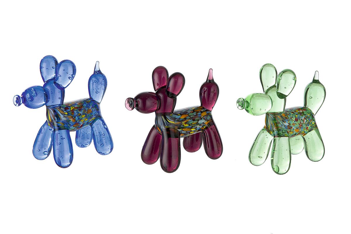 Miniatur Balloon-Dog aus Glas Blau