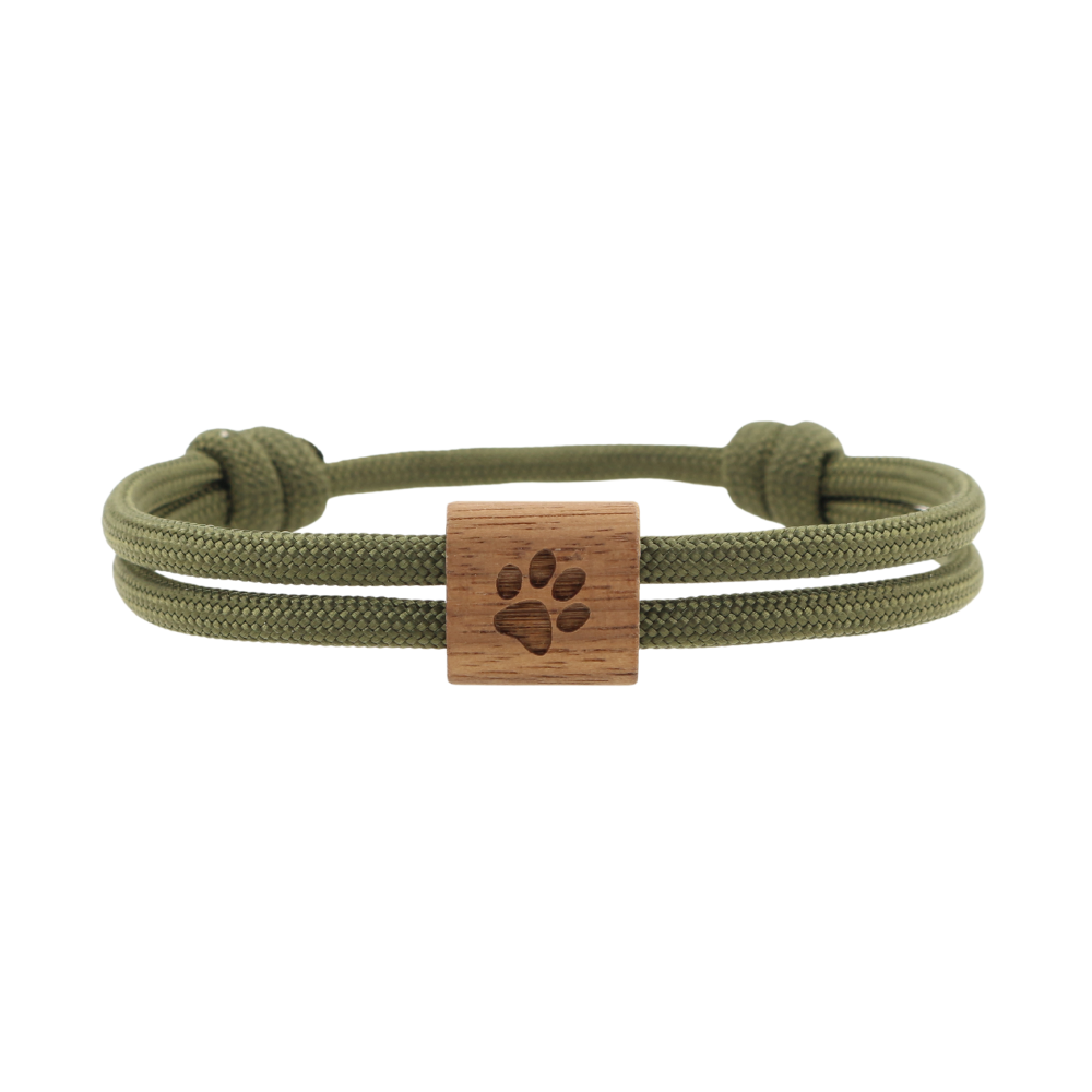 KONA Armband "Pfote" Olivegrün M
