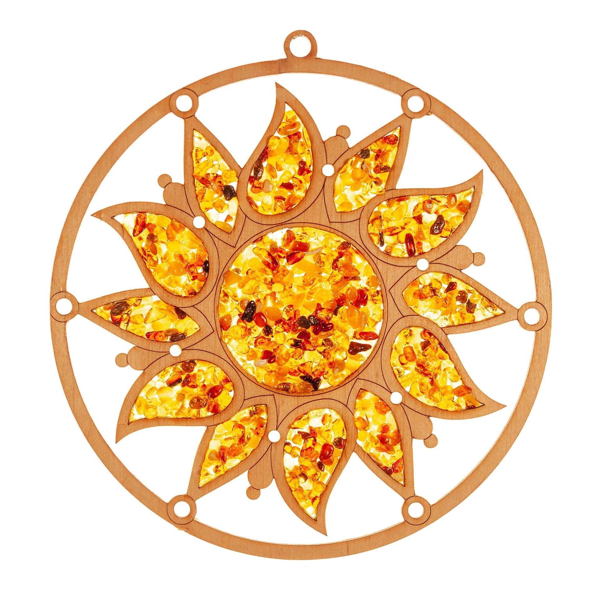 Suncatcher Bernstein 20 cm Sonne