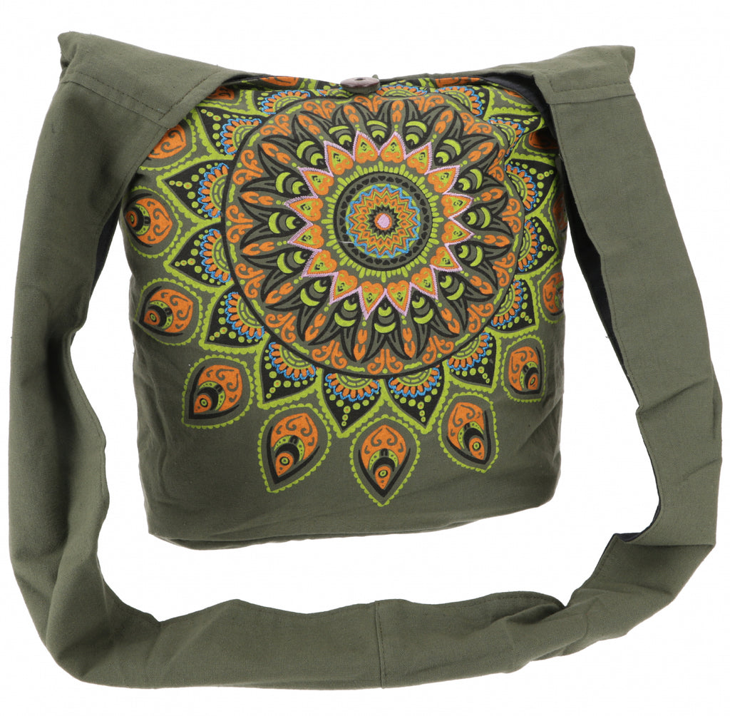 Große Schultertasche MANDALA Olive