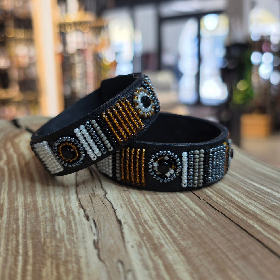 TKC Armband Leder mit Perlen